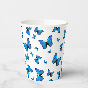 Gobelets En Papier Papillons bleus 