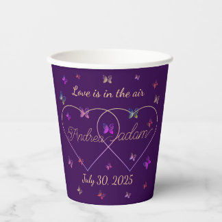 Gobelets En Papier papillons volants modernes cœur 