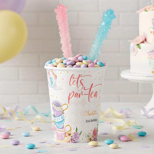 Gobelets En Papier Par-tea, anniversaire de thé (Créateur téléchargé)