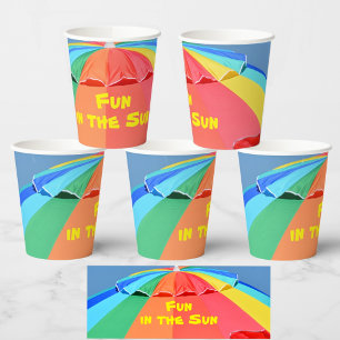Gobelets En Papier Parapluie de plage coloré clair Fun Party été