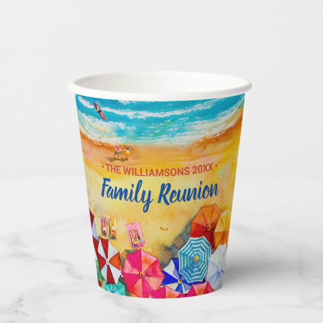 Gobelets En Papier Parapluies de plage lumineuses (Recto)