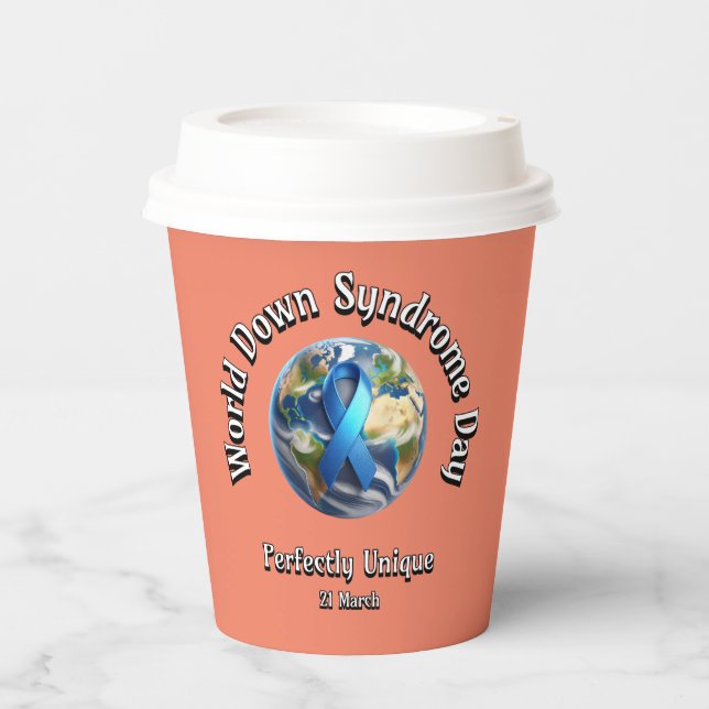Gobelets En Papier Parfaitement Unique. Journée mondiale du syndrome  (Recto)