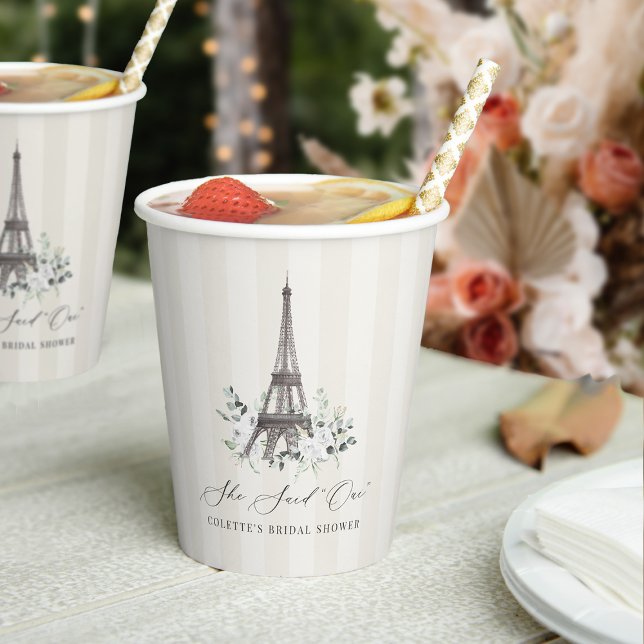 Gobelets En Papier Paris Bloom | Tour Eiffel Floral Fête de Mariage (Créateur téléchargé)
