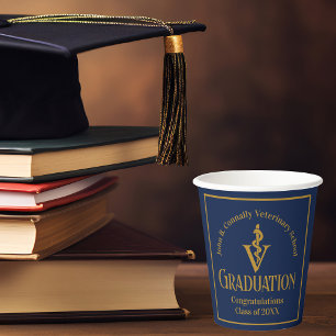 Gobelets En Papier Parti de graduation de l'école vétérinaire Blue Go