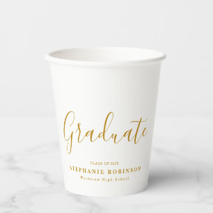 Gobelets En Papier Partie de graduation de script or simple moderne