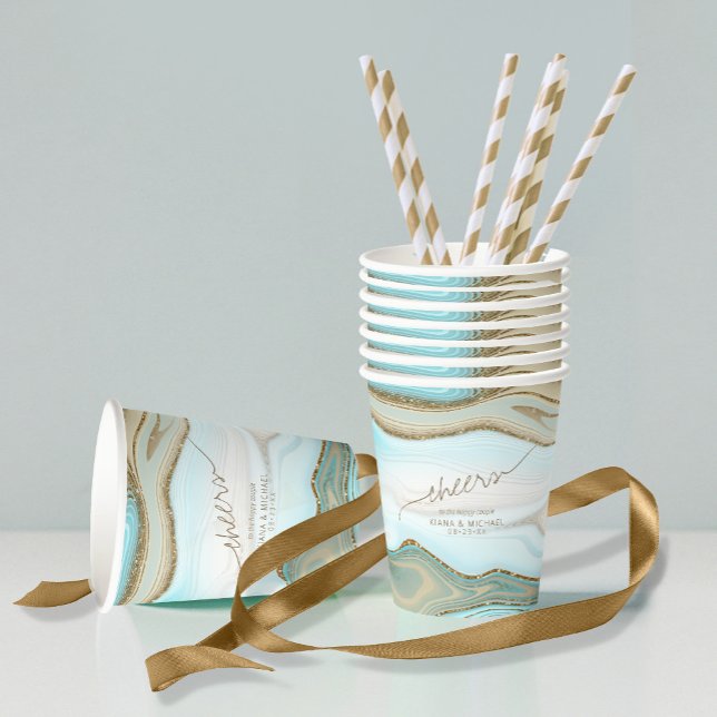 Gobelets En Papier Parties scintillant Abstraite Strata Mariage Cheer (Créateur téléchargé)