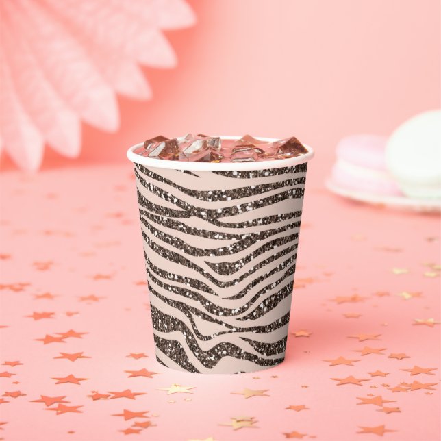 Gobelets En Papier Parties scintillant d'impression Brown Zebra de la (Insitu)