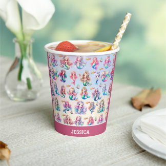 Gobelets En Papier Parties scintillant Magique Sirène Anniversaire So