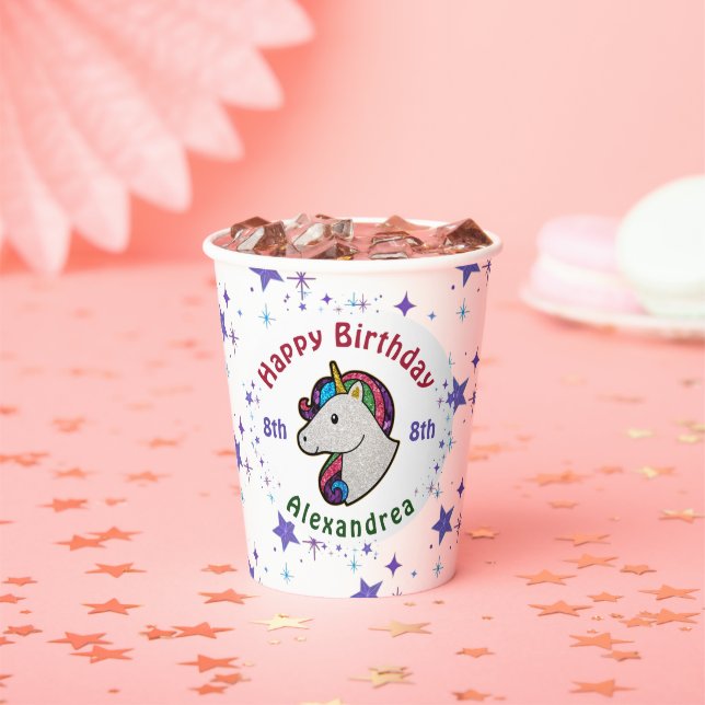 Gobelets En Papier Parties scintillant magique Unicorn Enfant anniver (Insitu)