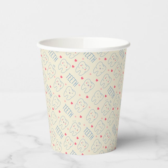 Gobelets En Papier Pastel Happy Teeth Motif (Gauche)