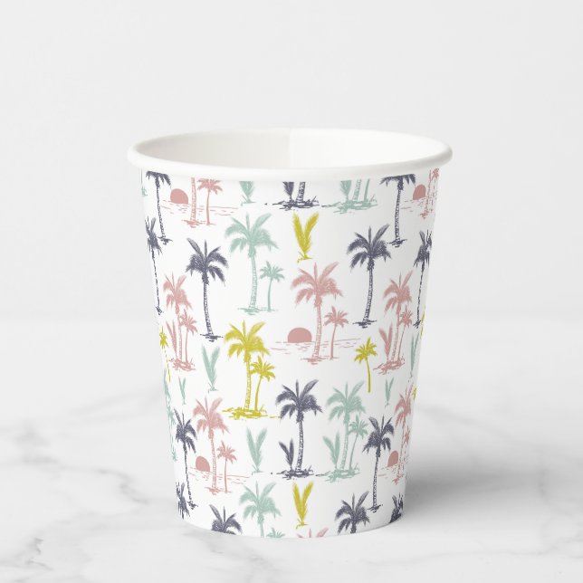 Gobelets En Papier Pastel Palm Tree by the Beach Motif (Gauche)