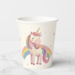 Gobelets En Papier Pastel Rainbow Unicorn fête d'anniversaire