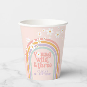 Gobelets En Papier Pastel rainbow young Wild trois 3e anniversaire