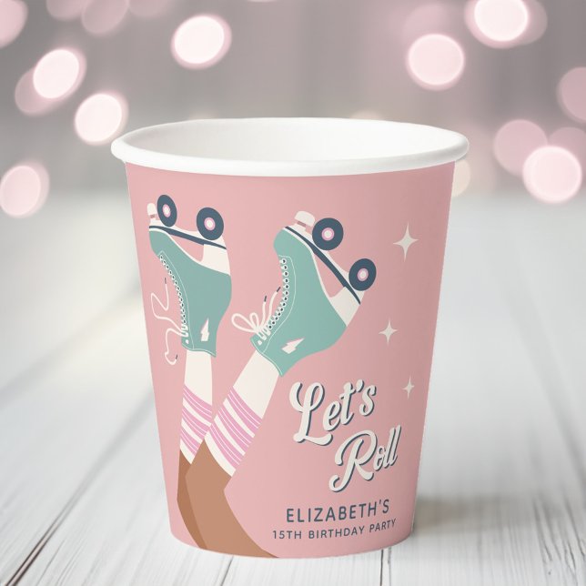 Gobelets En Papier Patinage à rouleaux mignon fête d'anniversaire (Créateur téléchargé)