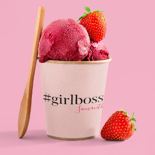 Gobelets En Papier Patron et nom de fille rose moderne best Girly G