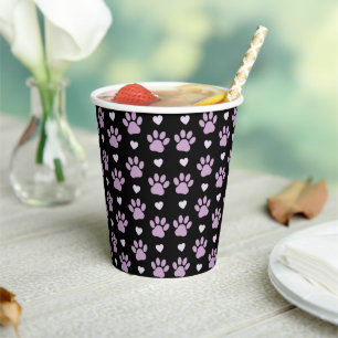 Gobelets En Papier Pattern of paws, Dog paws, Lilac paws, Hearts
