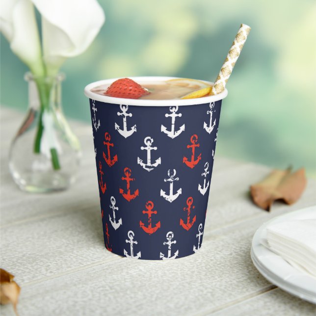Gobelets En Papier Patters de la Red White And Blue Navy (Insitu)