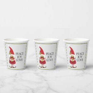 Gobelets En Papier Peace Jove Love Girl Gnome Holiday