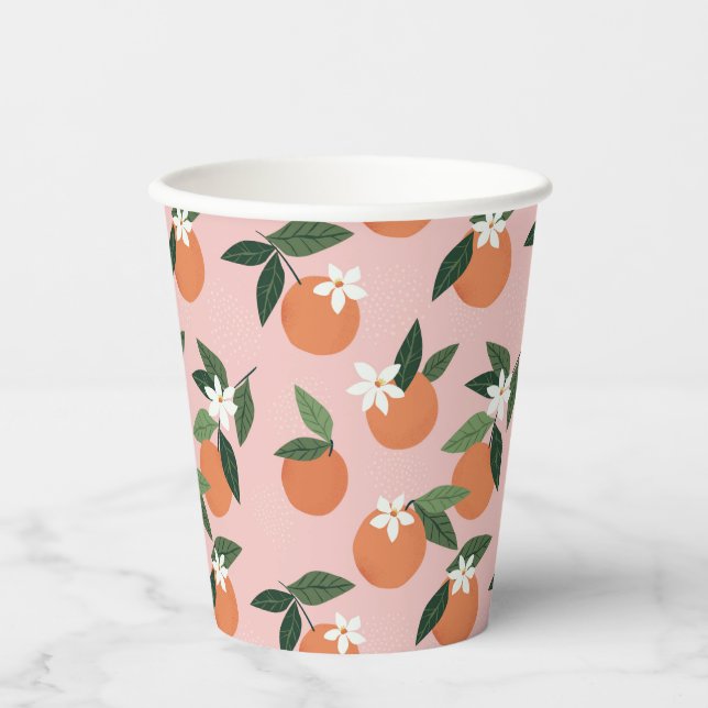 Gobelets En Papier Peach Orange Juice Motif (Recto)