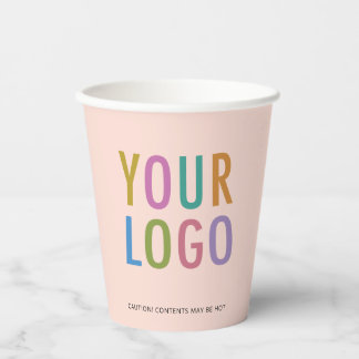 Gobelets En Papier Peach Paper Cups Custom Business Logo Branded 8 oz