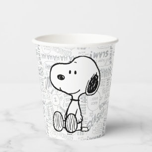 Gobelets En Papier PEANUTS   Snoopy on Black White Comics