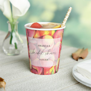 Gobelets En Papier Pêches - Baby shower de mariage