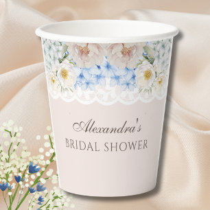 Gobelets En Papier Peine rose blanche bleu Hydrangea Fête des mariées