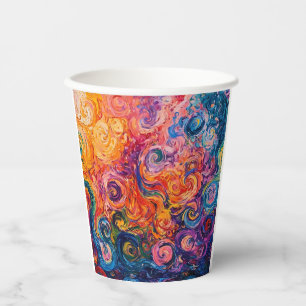 Gobelets En Papier Peinture à l'huile de tourbillons psychédélique
