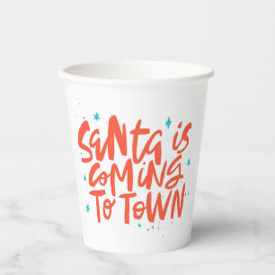 Gobelets En Papier Père Noël arrive à Town Holiday Design