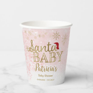 Gobelets En Papier Père Noël Baby Christmas Girl Baby shower tasses e