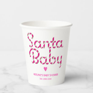 Gobelets En Papier Père Noël Baby Pink Sucre de canne Baby shower tas
