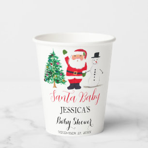 Gobelets En Papier Père Noël Baby shower Red Cute Merci simple