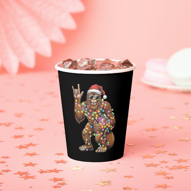 Gobelets En Papier Père Noël Bigfoot lumières de Noël Rock amusant (Insitu)