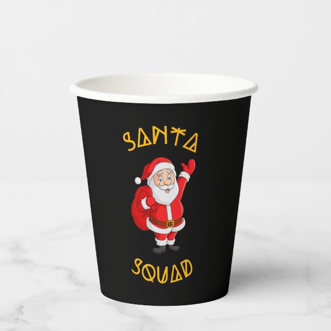 Gobelets En Papier Père Noël Squad (Recto)