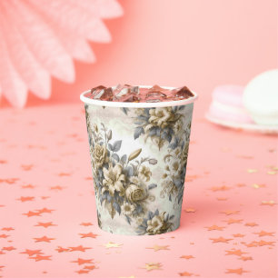 Gobelets En Papier Perfection florale Jaune antique