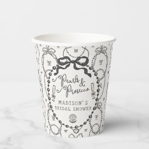 Gobelets En Papier Perles & Prosecco Coquette noire à nœud papillon E