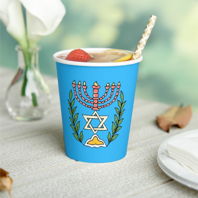Gobelets En Papier Persian Magen David Menorah (Insitu)
