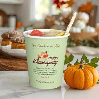 Gobelets En Papier Personalized Name | Thanksgiving with Bible Verse 