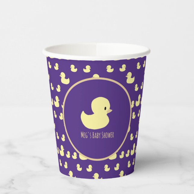 Gobelets En Papier Personalized Rubber Duck Modern Purple Baby Shower (Gauche)
