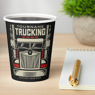 Gobelets En Papier Personalized Trucking 18 Wheeler BIG Trucker