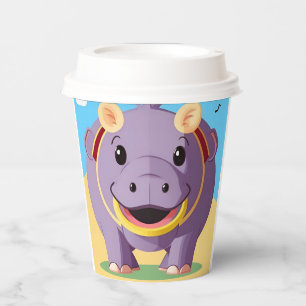 Gobelets En Papier Personnage Hippopotame Heureux