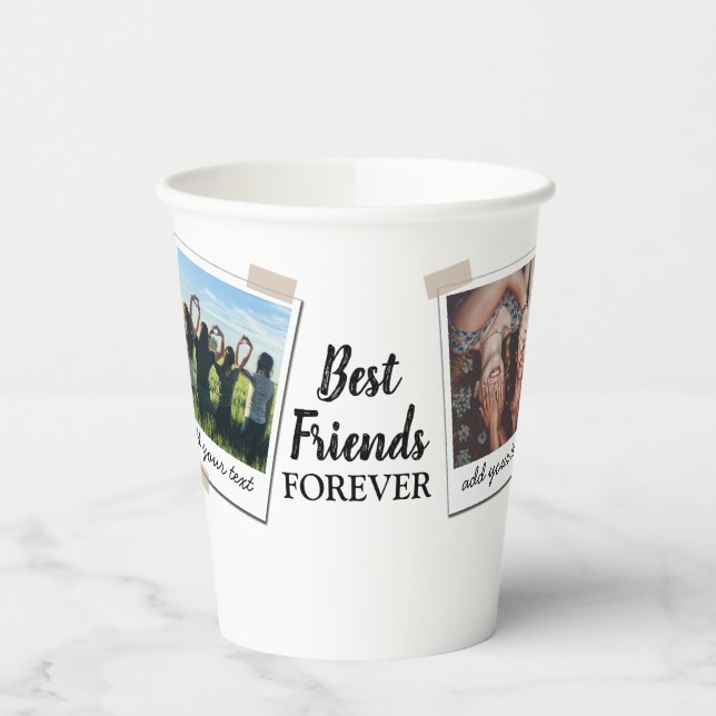 Gobelets En Papier Personnalisé Best Friends 4 Photo Collage personna (Gauche)