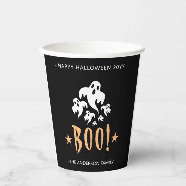 Gobelets En Papier Personnalisé Happy Halloween Boo (Recto)