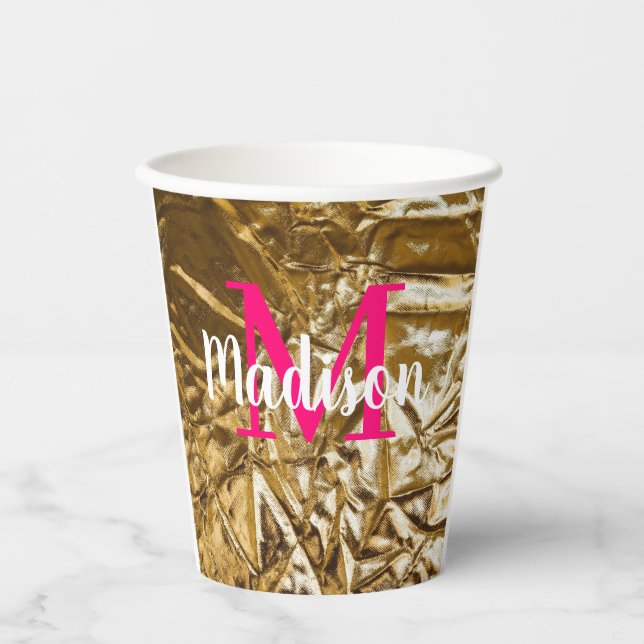 Gobelets En Papier Personnalisé Monogramme Anniversaire Cadeau Femme, (Recto)