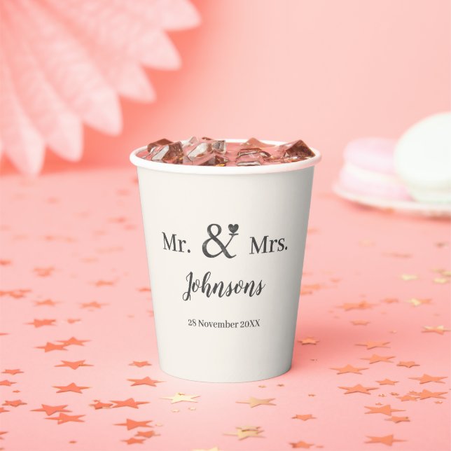 Gobelets En Papier Personnaliser le nom du mariage ampersand couple  (Insitu)