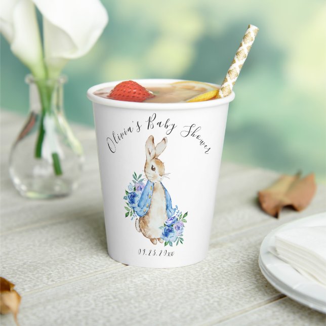 Gobelets En Papier Peter Rabbit Bunny Baby shower personnalisé (Insitu)