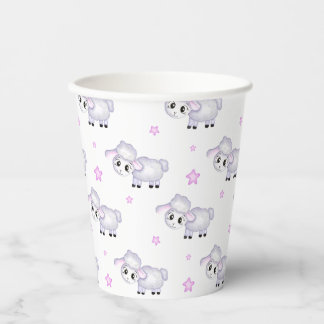 Gobelets En Papier Petit agneau Baby shower mouton positif