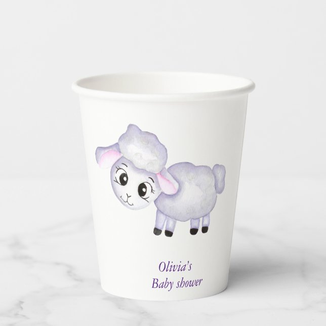 Gobelets En Papier Petit agneau Baby shower mouton positif (Verso)