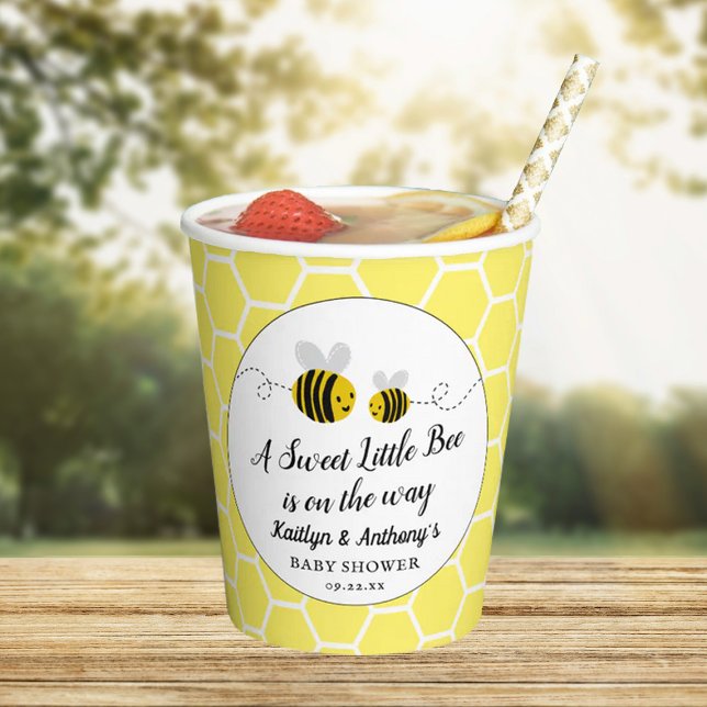 Gobelets En Papier Petit Baby shower d'abeilles au miel doux (Créateur téléchargé)