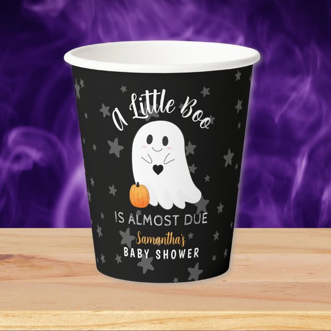 Gobelets En Papier Petit Baby shower d'Halloween de fantôme de Boo (Créateur téléchargé)